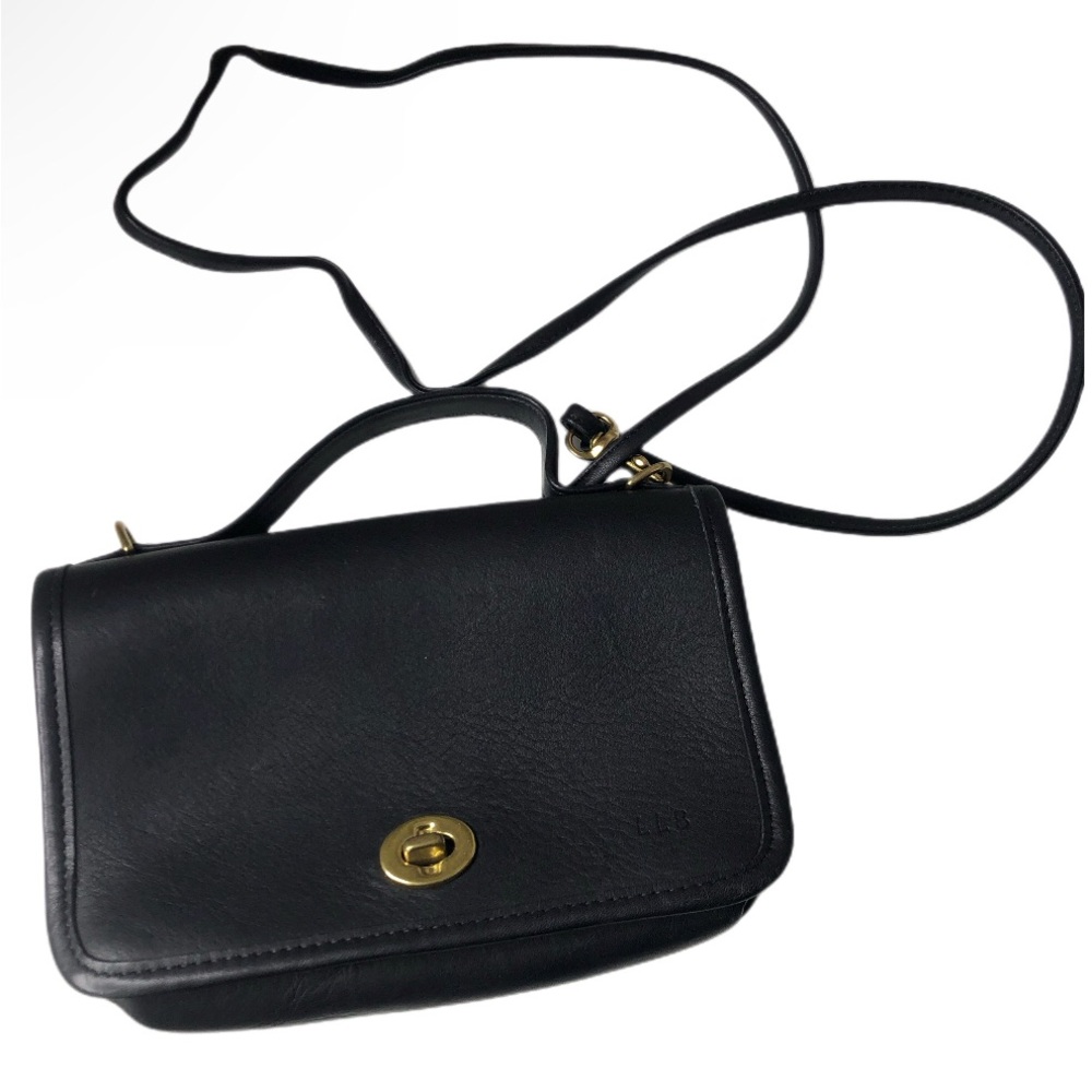 Vintage COACH • Black Leather Crossbody Purse